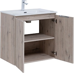 Aquanet Мебель для ванной Алвита New 70 2 дверцы подвесная дуб веллингтон белый – фотография-9